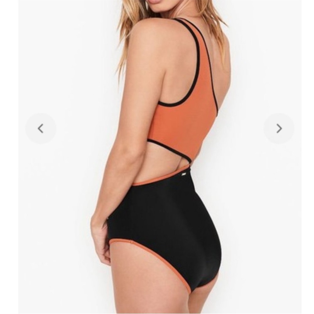 NWT Victoria's Secret Como OnePiece Swimsuit Orange and Black Size Med - Picture 2 of 8